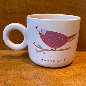 Indigo Nanna Bird Pink Loop Handle Coffee Tea Mug Grandmother Gift Collectible